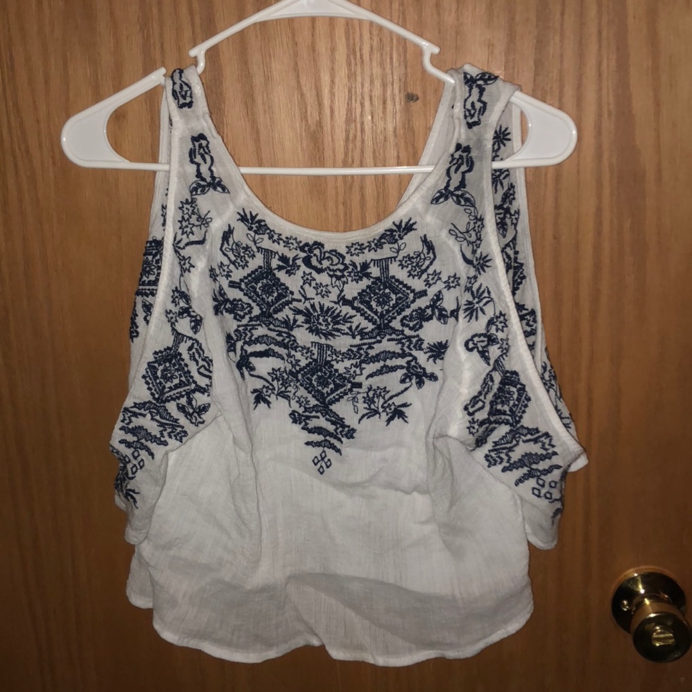 cute, white and blue shirt